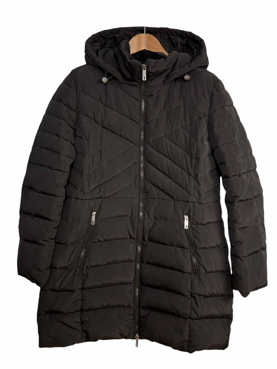 Kenneth Cole Reaction Jackets & Blazers - Kenneth Cole Reaction Black Hooded Long Puffer Coat Quilted Zip Jacket Large